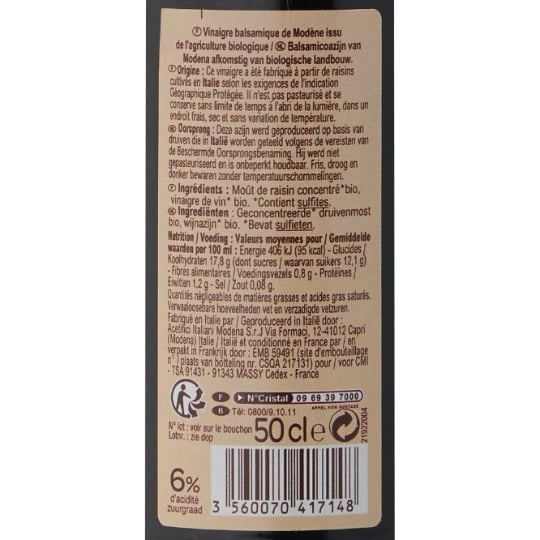 Vinaigre balsamique Bio CARREFOUR BIO