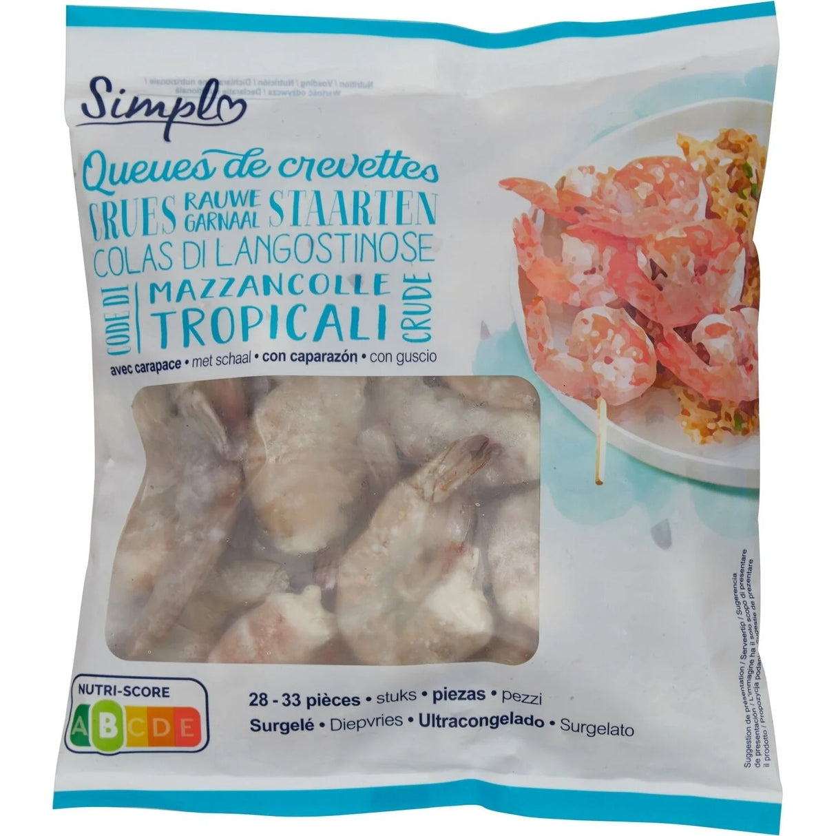 SIMPL Queues de Crevettes Surgelées 450g