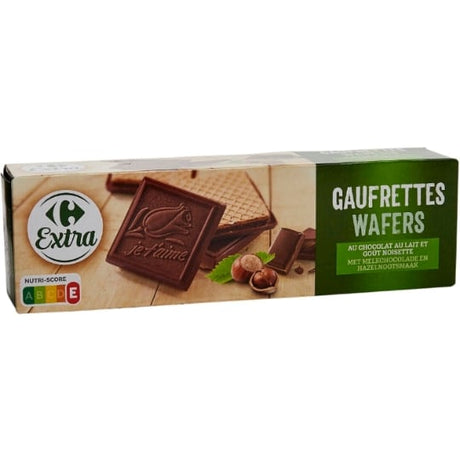 Biscuits gaufrettes chocolat lait noisette CARREFOUR EXTRA