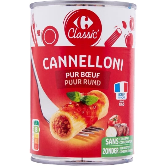 Plat cuisiné Cannelloni pur bœuf CARREFOUR CLASSIC