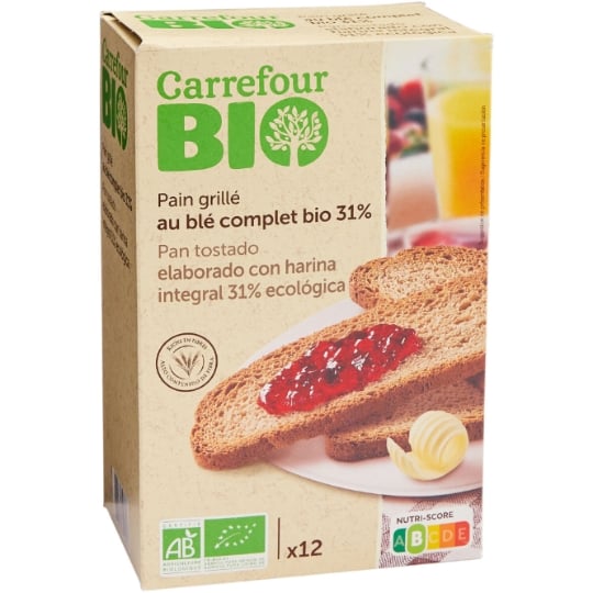 Pain grillé blé complet 31% CARREFOUR BIO