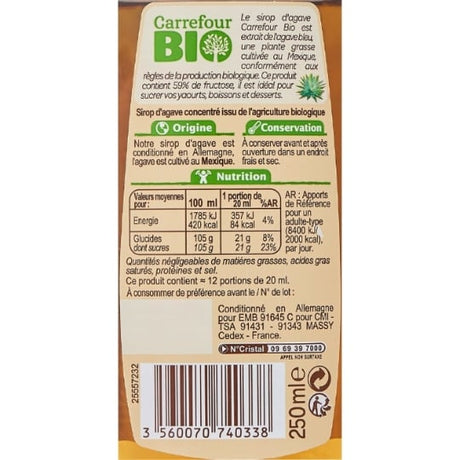 Sirop d'agave Bio CARREFOUR BIO