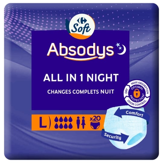 Couches Changes Complets Nuit Taille L Absodys CARREFOUR SOFT