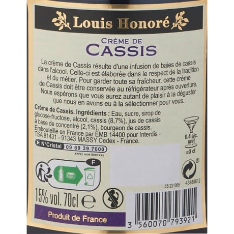 Crème de cassis LOUIS HONORE