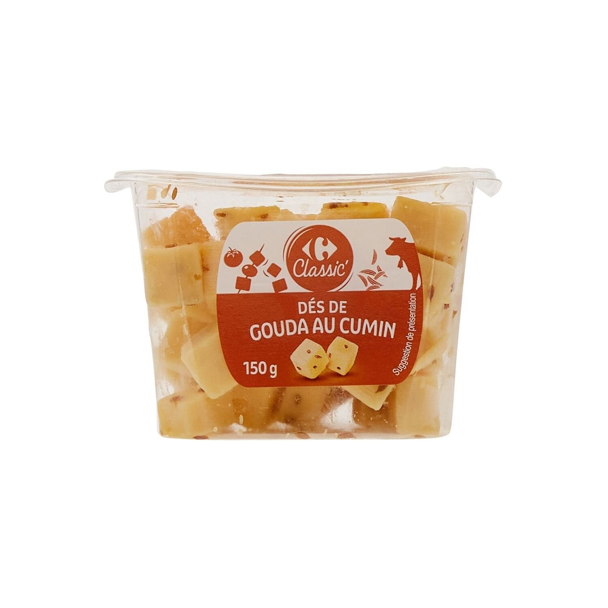 CARREFOUR Dés de Gouda au Cumin 150g