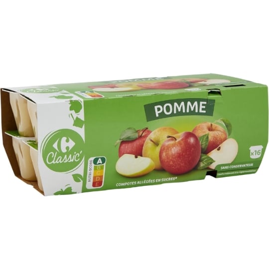 Compote pomme allégée en sucres CARREFOUR CLASSIC