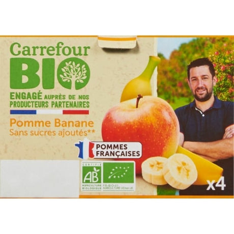 Compote pomme banane sans sucres ajoutés Bio CARREFOUR BIO