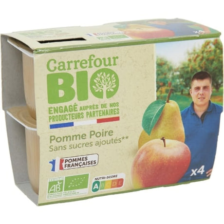 Compote pomme poire s/sucres ajoutés Bio CARREFOUR BIO