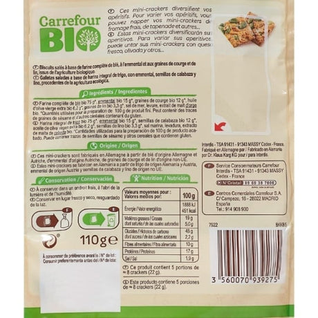 Mini-crackers emmental graines de courge Bio CARREFOUR BIO