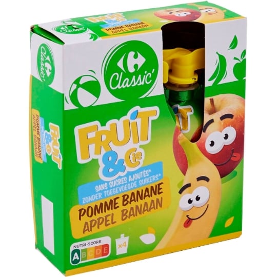 Compote pomme banane sans sucres ajoutés CARREFOUR CLASSIC