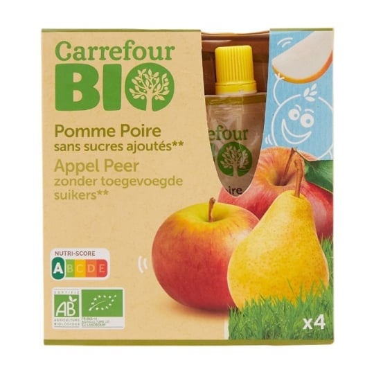 Dessert pomme poire s/sucres ajoutés Bio CARREFOUR BIO