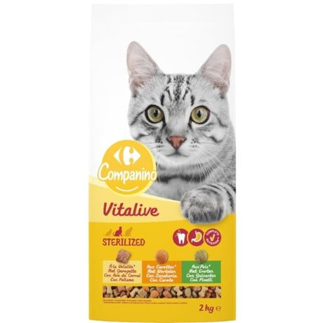 Croquettes pour chat Stérilisé à la volaille, aux carottes & aux petits pois CARREFOUR