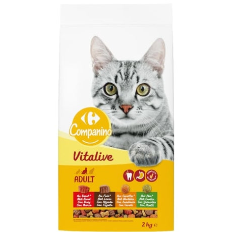 Croquettes pour chat Adulte au bœuf, au foie, aux carottes & aux pois CARREFOUR