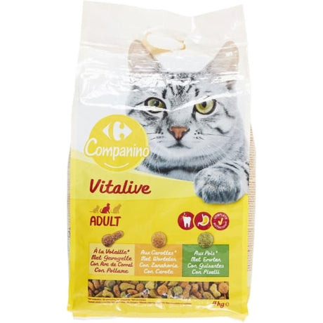 Croquettes pour chat Adulte à la volaille, aux carottes & aux pois CARREFOUR