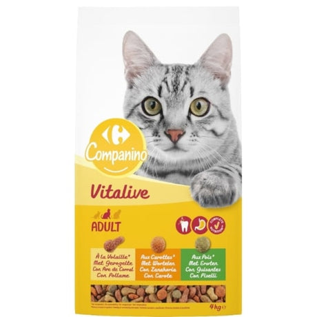 Croquettes pour chat Adulte à la volaille, aux carottes & aux pois CARREFOUR