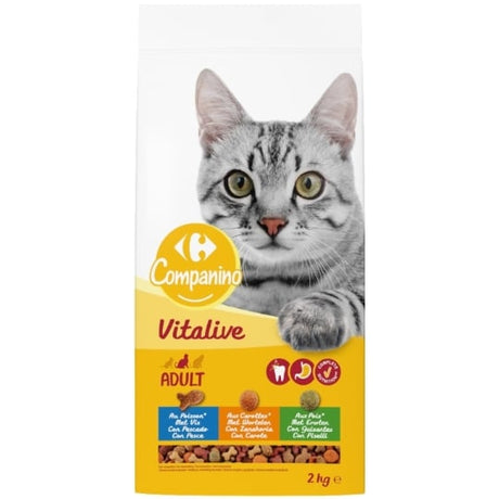 Croquettes pour chat Adulte au poisson, aux carottes & aux pois CARREFOUR