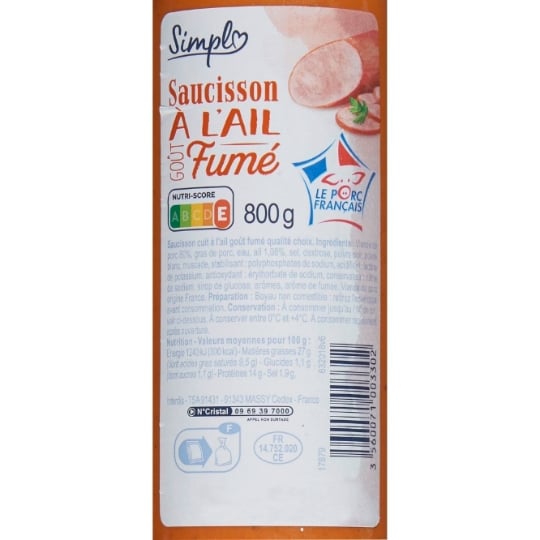 Saucisson à l'ail fumé SIMPL