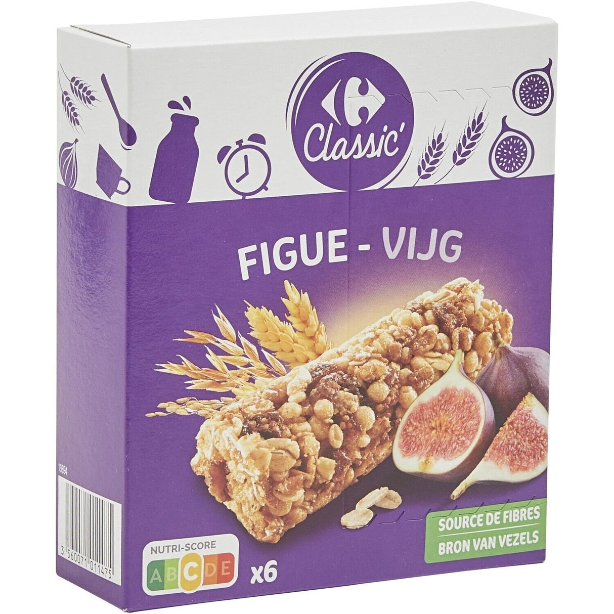 CARREFOUR Barres Céréalières Figue 3 Céréales 6x126 g