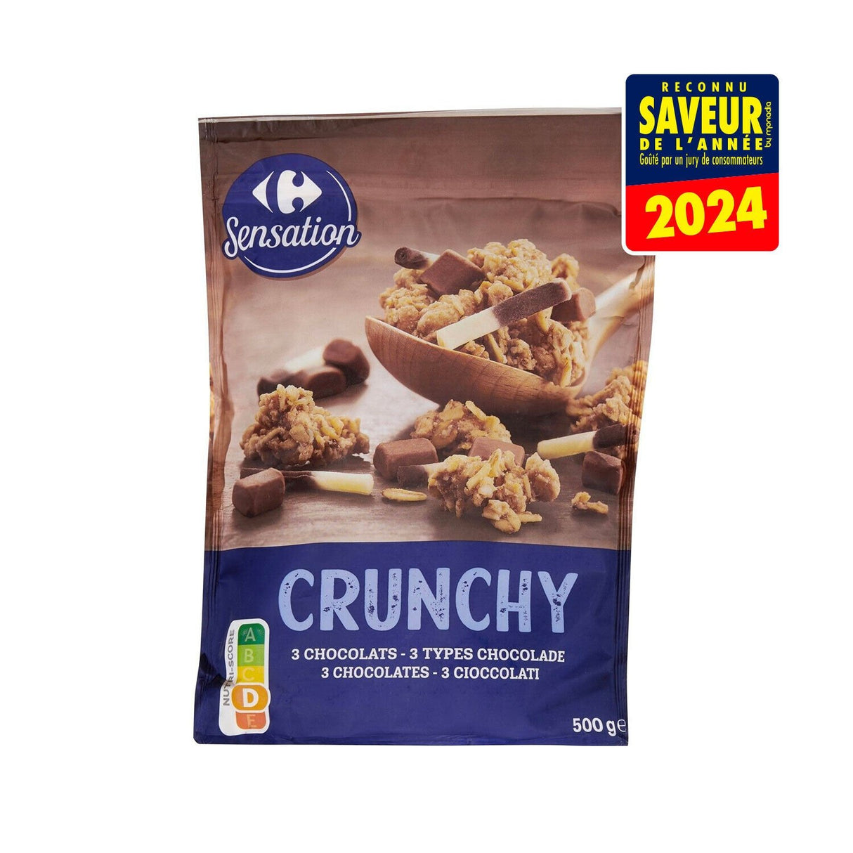 CARREFOUR SENSATION Céréales Muesli Crunchy 3 Chocolats 500 g