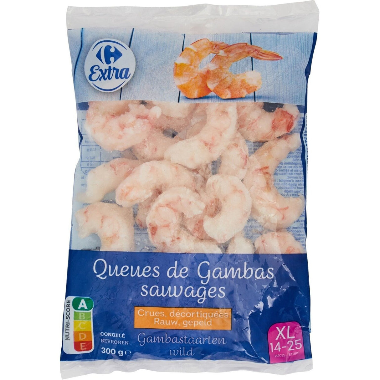 CARREFOUR Queues de Crevettes Crues Décortiquées 300 g