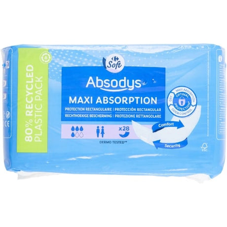 Serviettes Hygiéniques Fuites Urinaires Mixtes Maxi Absorption Absodys CARREFOUR SOFT