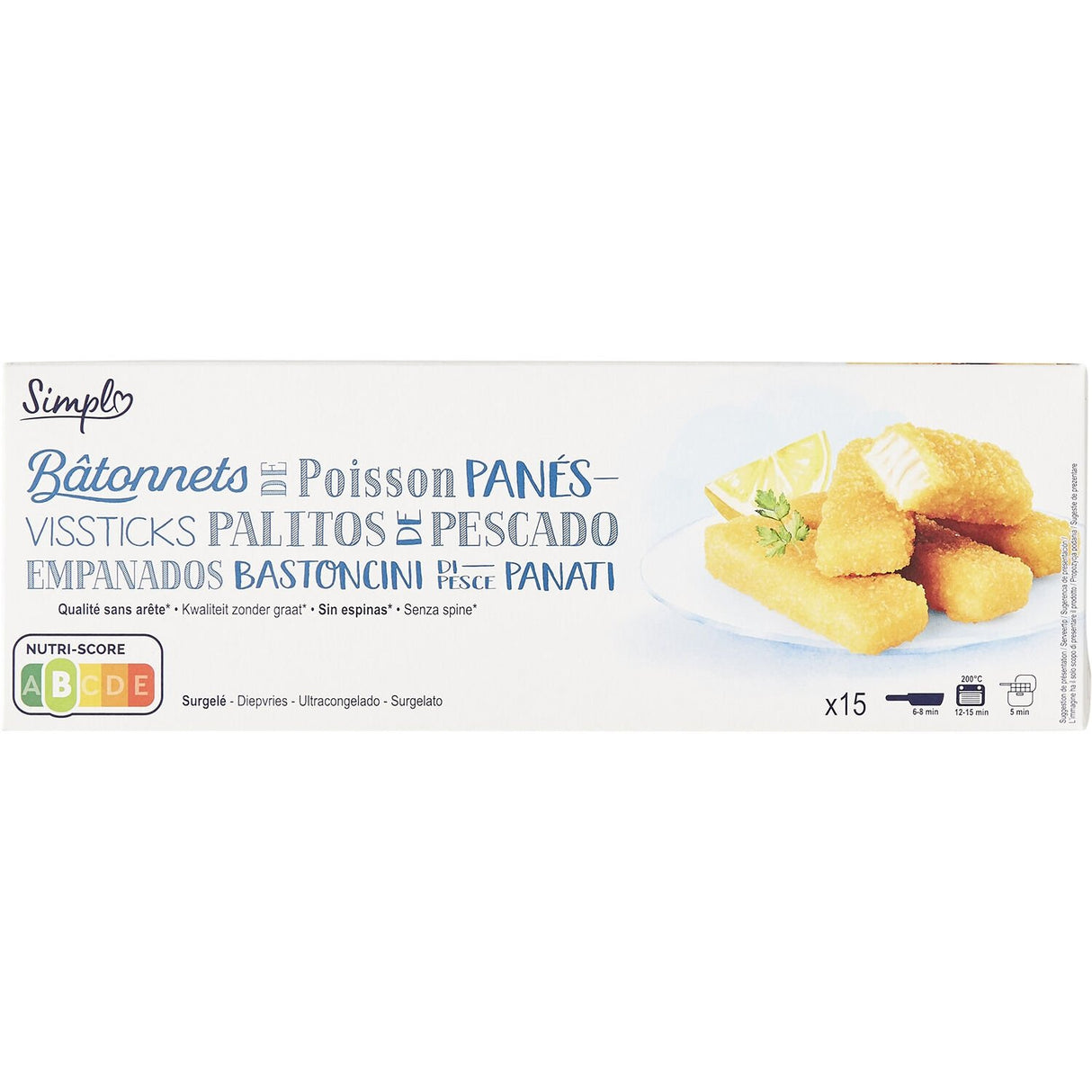 PP BLANC Bâtonnets de Poisson Pané 15x30 g