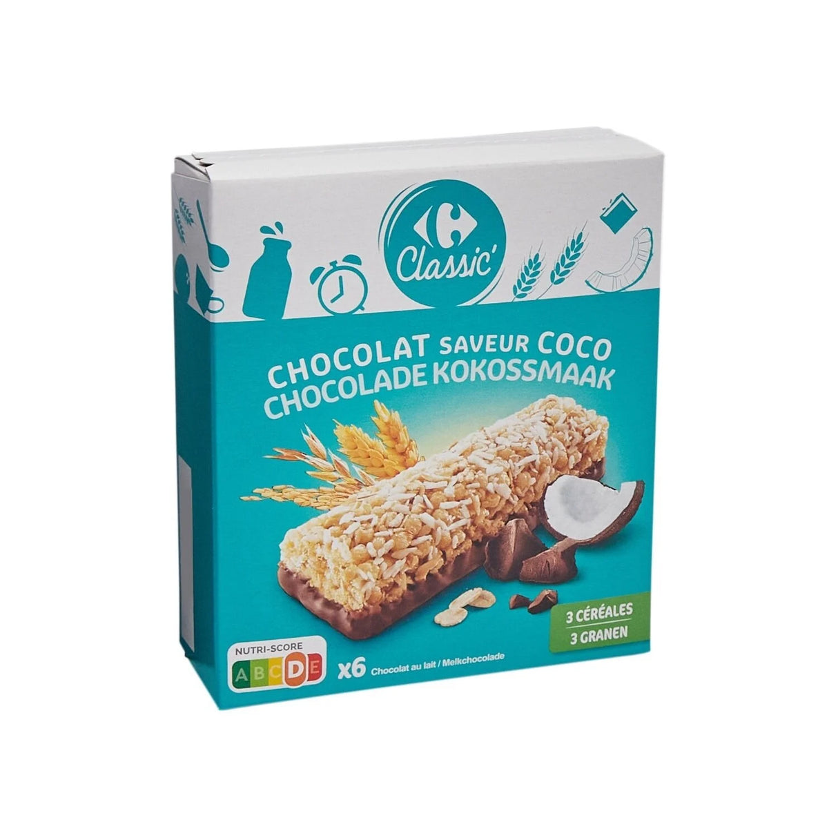 CARREFOUR Barres de Céréales Chocolat & Noix de Coco 125 g