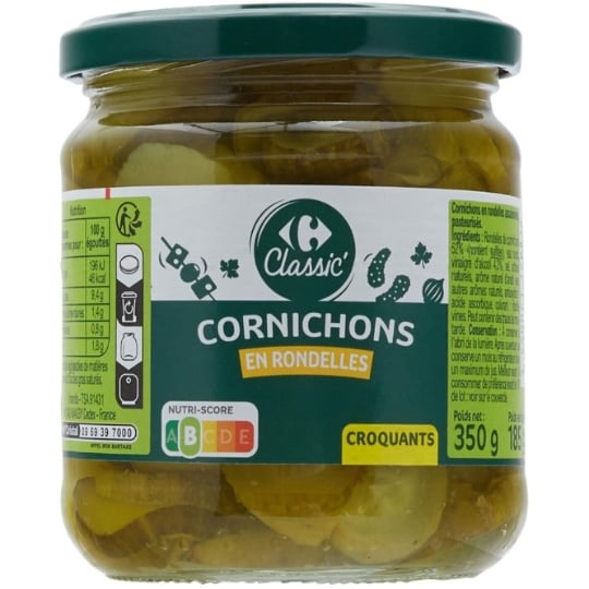 Cornichons en rondelles assaisonnés CARREFOUR CLASSIC