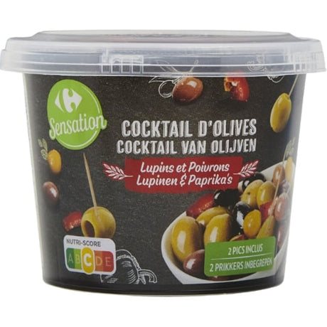 Olives vertes cocktail poivrons/lupins CARREFOUR