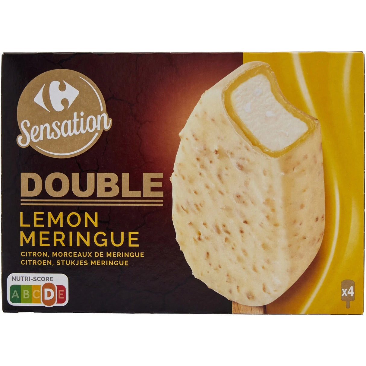 CARREFOUR Bâtonnets Glacés Citron Meringue x4 290g