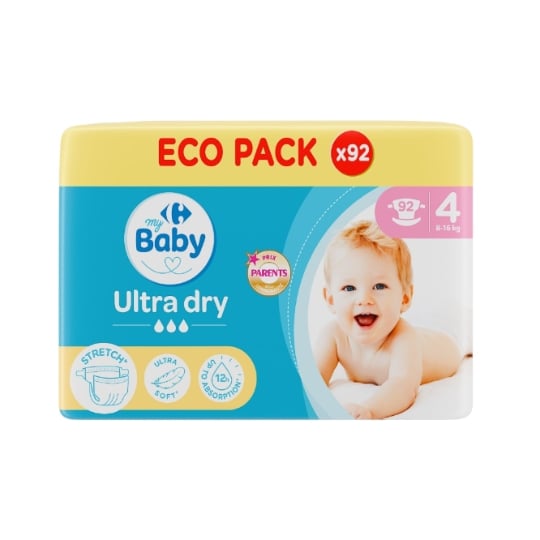 Couches Ultra Dry T4 : 8-16 kg CARREFOUR BABY