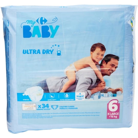 Couches Ultra Dry taille 6 XLarge : +16 kg CARREFOUR BABY