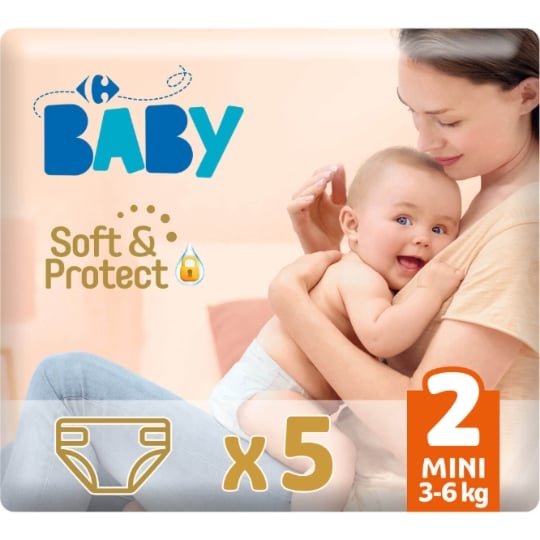 Couches bébé taille 2 : 3-6 soft & protect CARREFOUR BABY