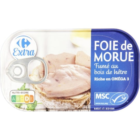 Foie de morue fumé au bois de hêtre CARREFOUR EXTRA