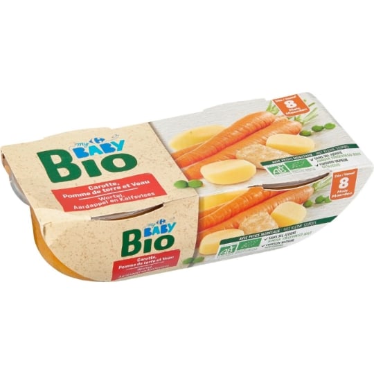 Plat bébé bio dès 8 mois légumes et veau CARREFOUR BABY