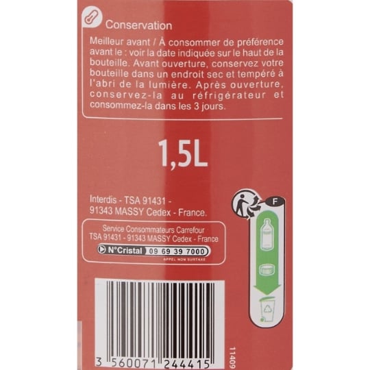 Eau aromatisée fraise CARREFOUR