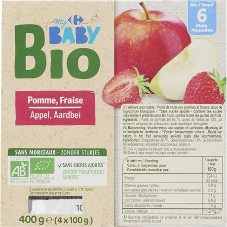 Desserts bébé pomme fraise dès 6 mois Bio CARREFOUR BABY