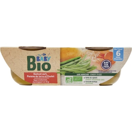 Plat bébé haricot vert poulet dès 6 mois Bio CARREFOUR BABY