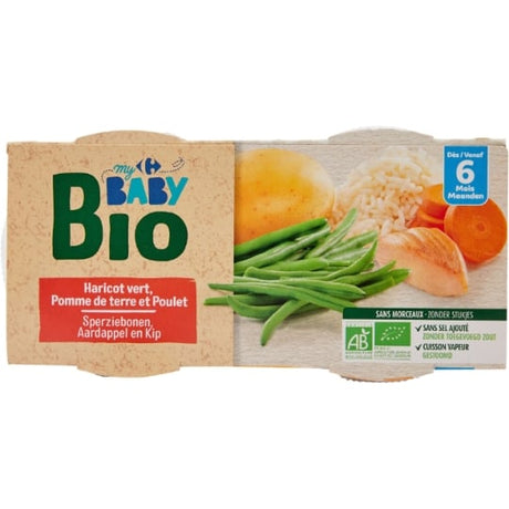 Plat bébé haricot vert poulet dès 6 mois Bio CARREFOUR BABY