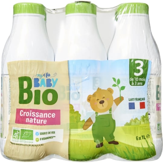 Lait bébé Liquide , 10 mois à 3 ans Bio CARREFOUR BABY