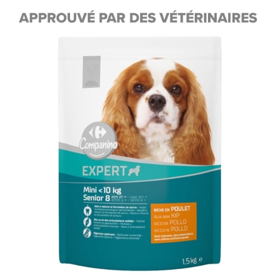 Croquettes pour chien Senior mini au poulet CARREFOUR COMPANINO