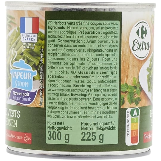 Haricots verts très fins coupés CARREFOUR EXTRA