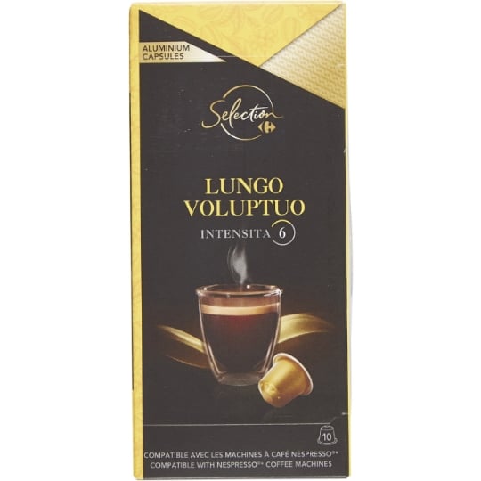 Café capsules Compatibles Nespresso lungo équilibré intensité 6 CARREFOUR SELECTION