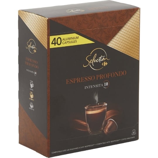 Café Capsules Compatibles Nespresso Espresso Profondo Intensité 10 CARREFOUR SELECTION