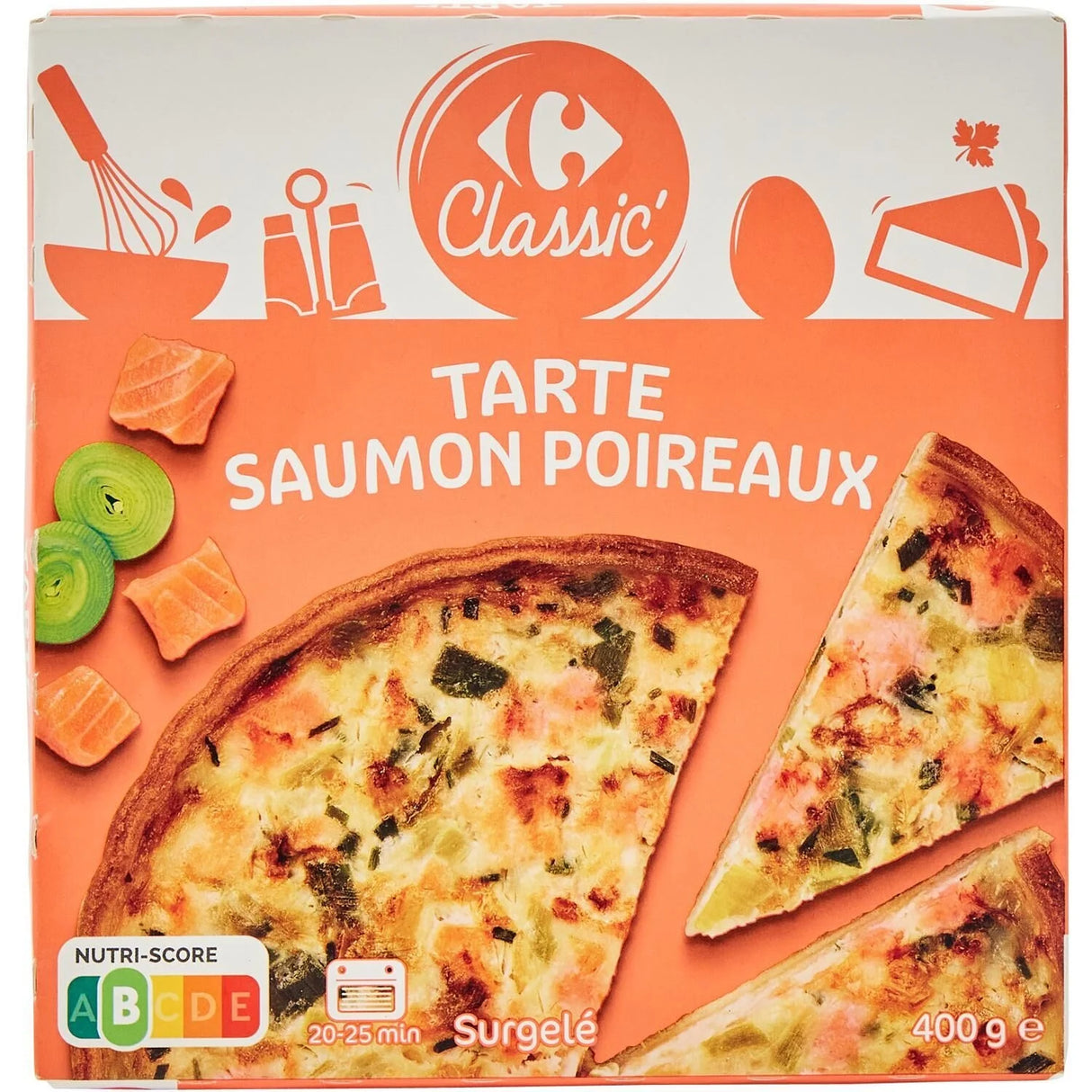 CARREFOUR CLASSIC Tarte Saumon-Poireaux Surgelée 400 g