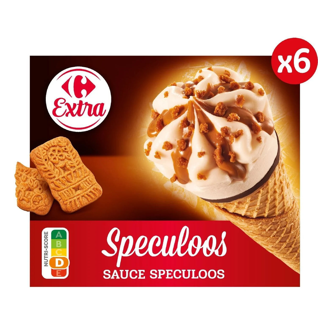 CARREFOUR EXTRA Cônes Glacés Speculoos Pack de 6 432g