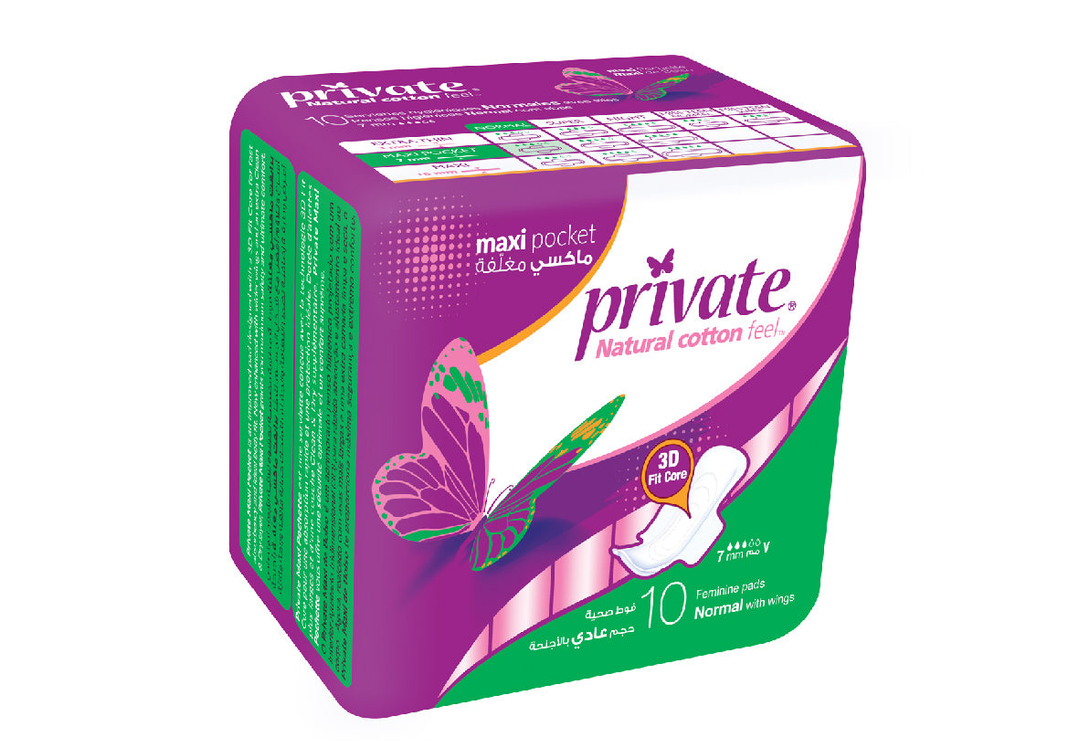 SANITA PRIVATE Serviettes Hygiéniques Maxi Pocket Normal Lot de 10