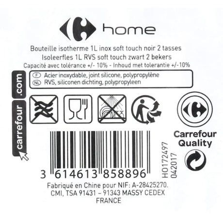 Bouteille isotherme 1L inox CARREFOUR HOME