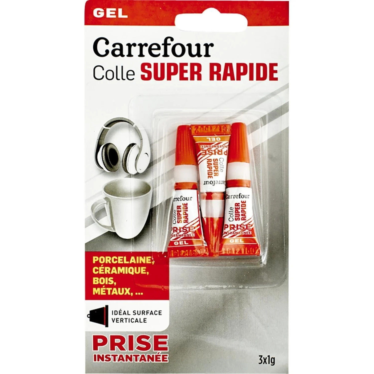 CARREFOUR Colle Gel Cyanoacrylate 3 x 1 g