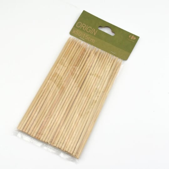 Lot de 50 Piques à Brochettes Bois 15cm pour Barbecue CARREFOUR HOME